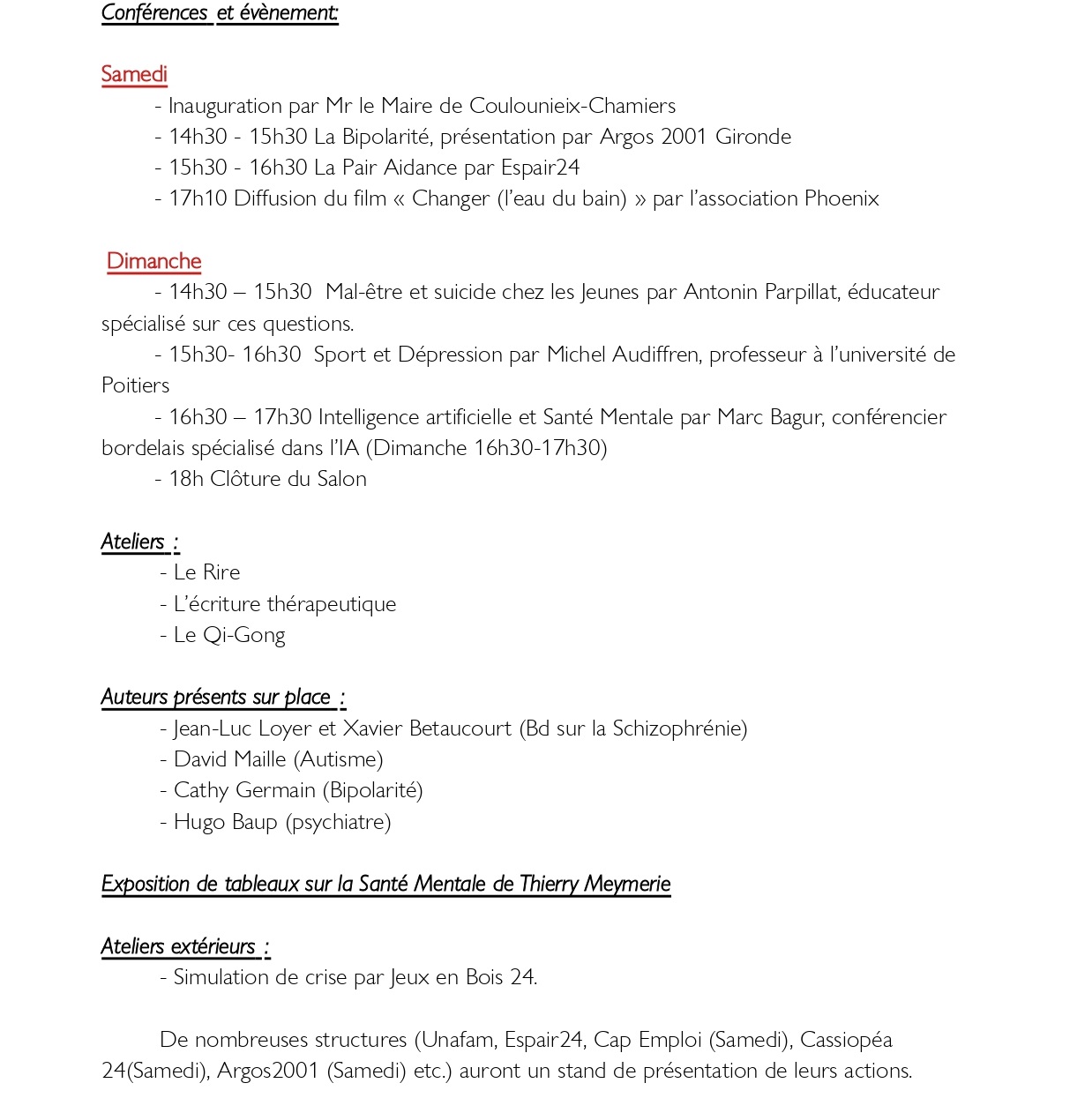 programme salon santé mentale